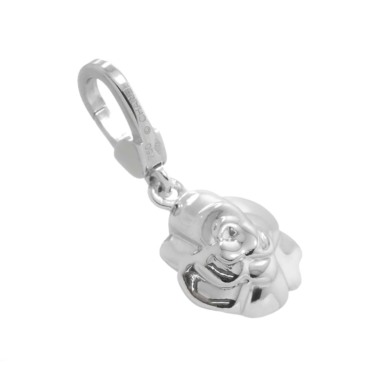 Camellia Pendant Top Charm 18K WG 750