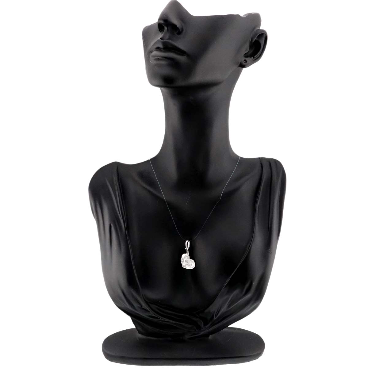 Camellia Heart Diamond Enamel Charm Pendant Top 18K WG 750