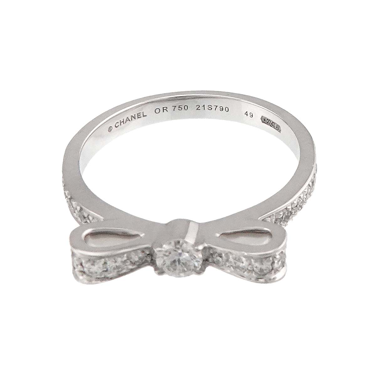Ruban Diamond SM Ring 18K White Gold 750 Sise49 4.75-5(US)