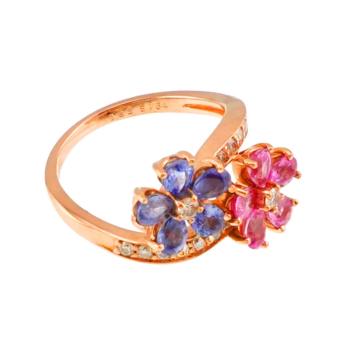 Sapphire 1.64ct Diamond 0.25ct Ring 18K PG 5.25-5.5(US)