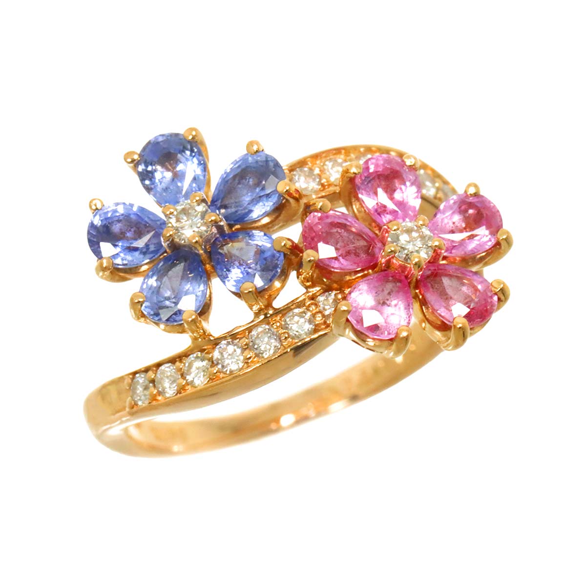 Sapphire 1.64ct Diamond 0.25ct Ring 18K PG 5.25-5.5(US)