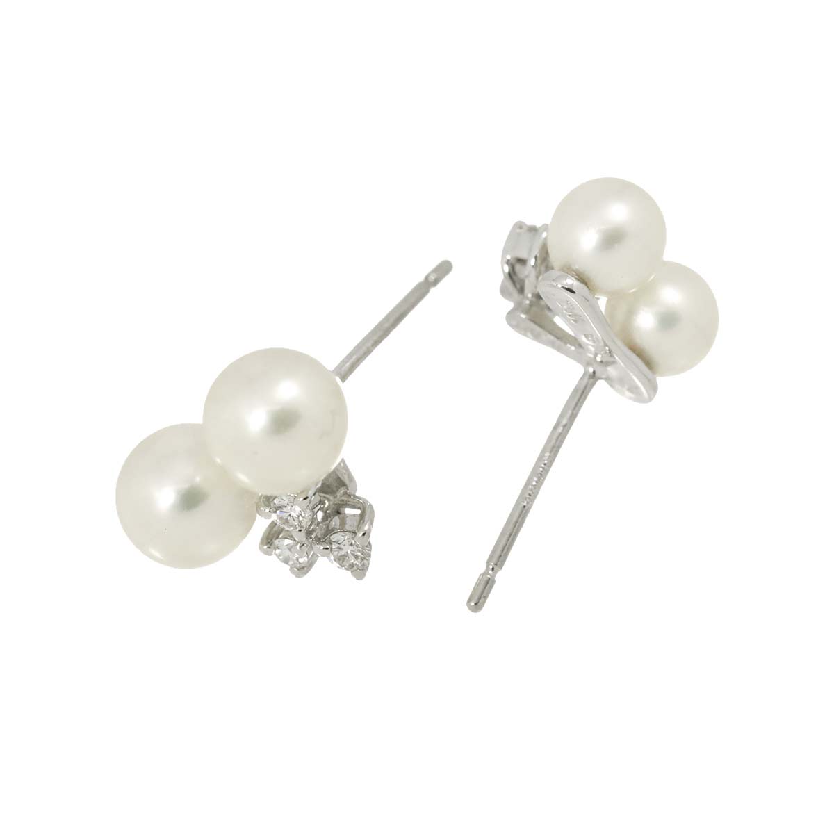 Akoya Pearl Diamond 0.05ct/0.05ct Earrings Pierced 18K WG 750