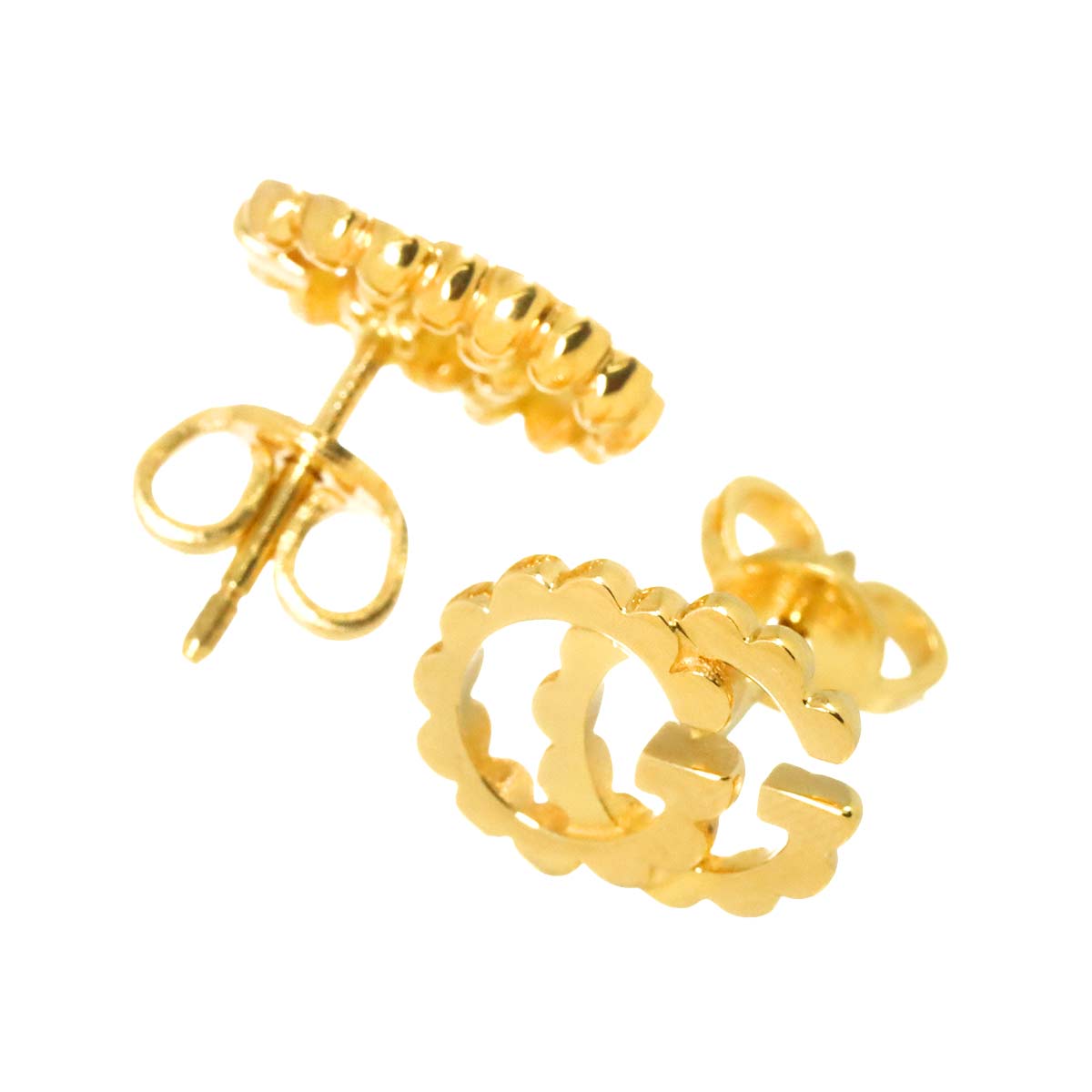 Logo Earrings Pierced 18K Yellow Gold 750