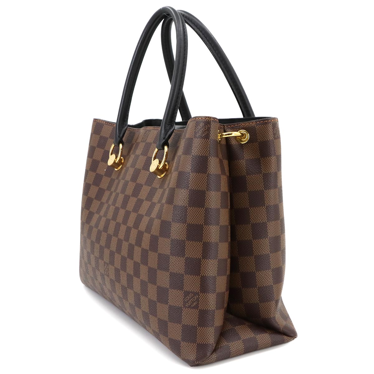 Damier LV Riverside Tote Shoulder Bag Ebene Noir N40050