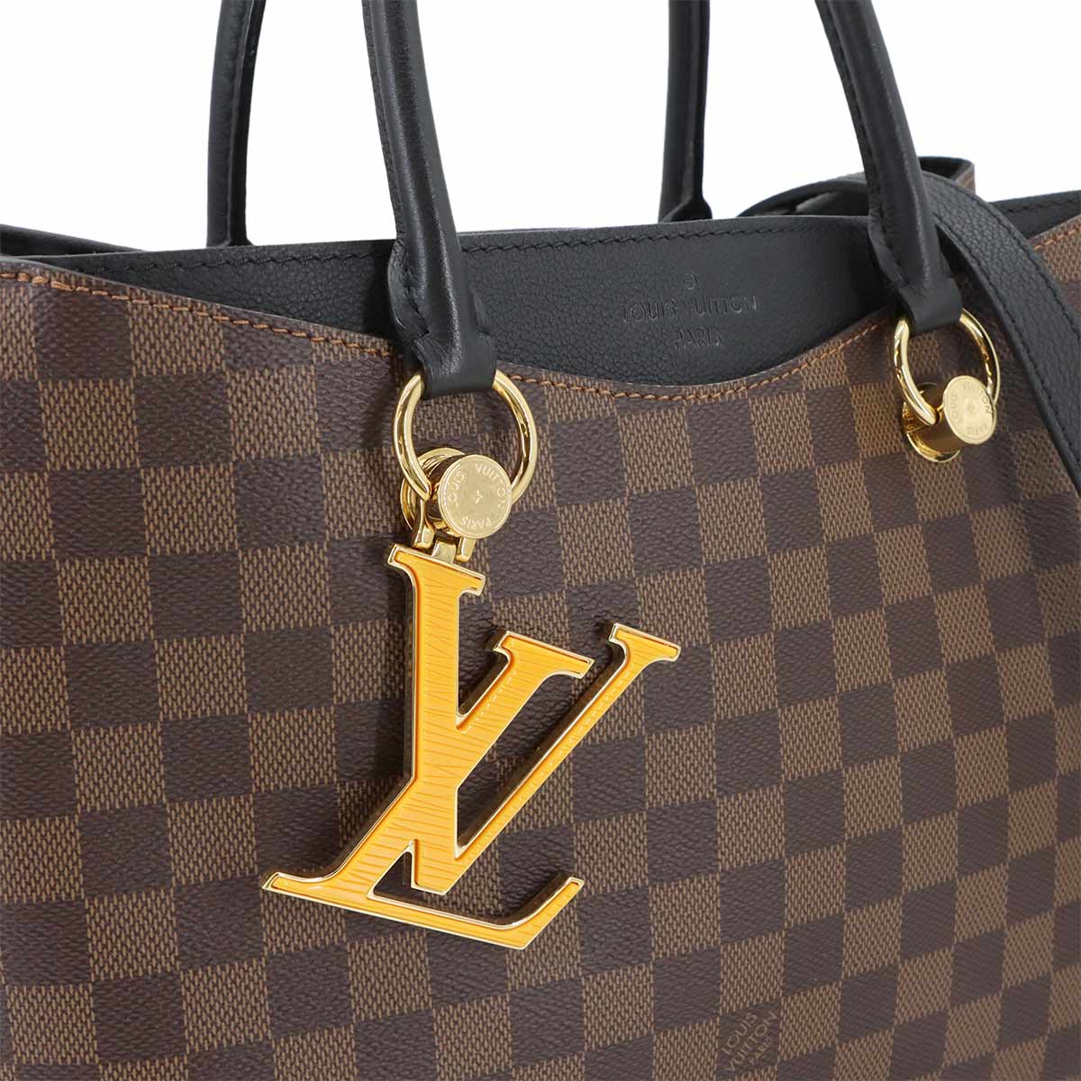 Damier LV Riverside Tote Shoulder Bag Ebene Noir N40050