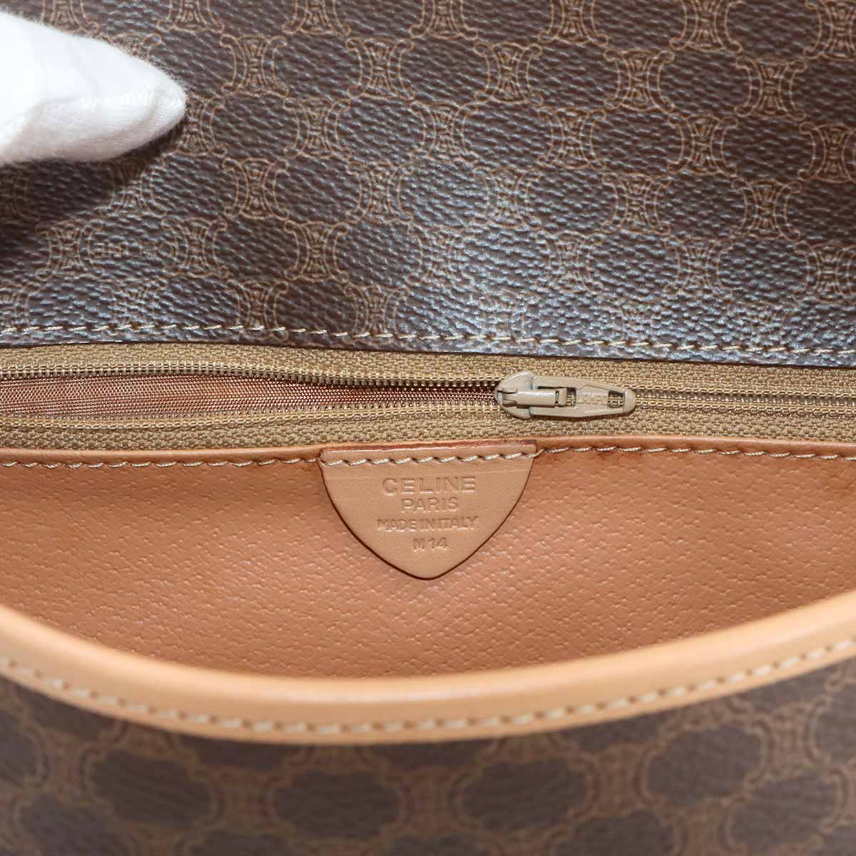 Macadam Shoulder Bag PVC Leather Brown Circle Logos Vintage