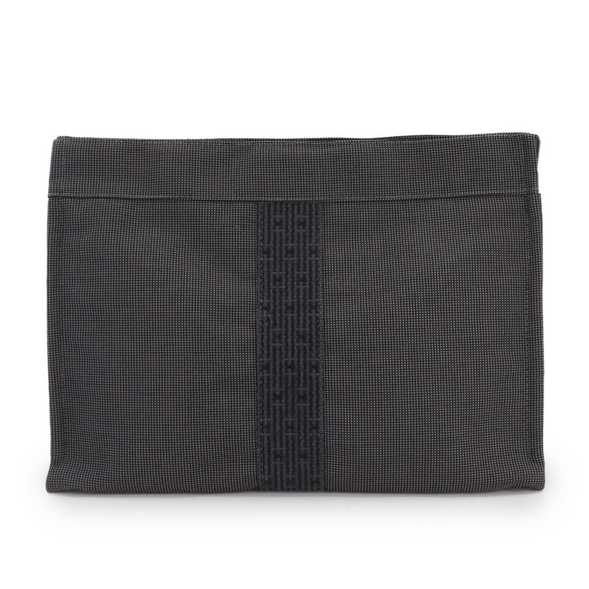 Herline Pouch MM Clutch Bag Canvas Leather Gray Purse