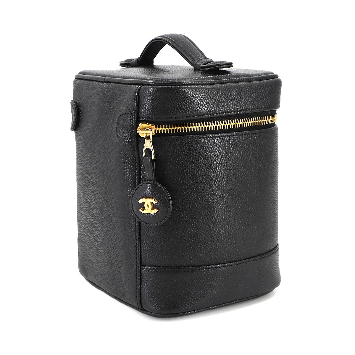 Vanity Hand Bag Leather Black A01998 Coco Logos Purse