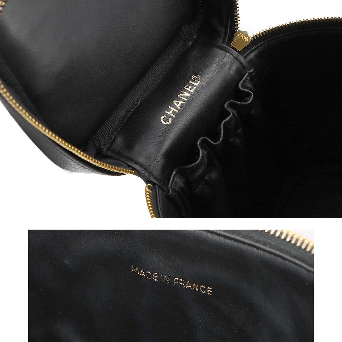 Vanity Hand Bag Leather Black A01998 Coco Logos Purse