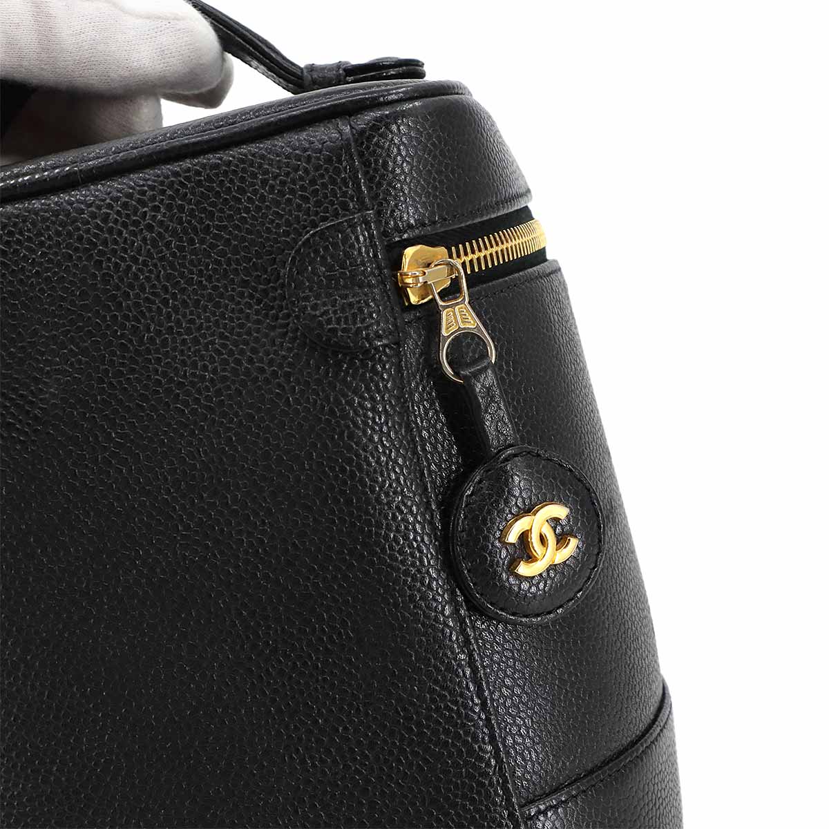 Vanity Hand Bag Leather Black A01998 Coco Logos Purse