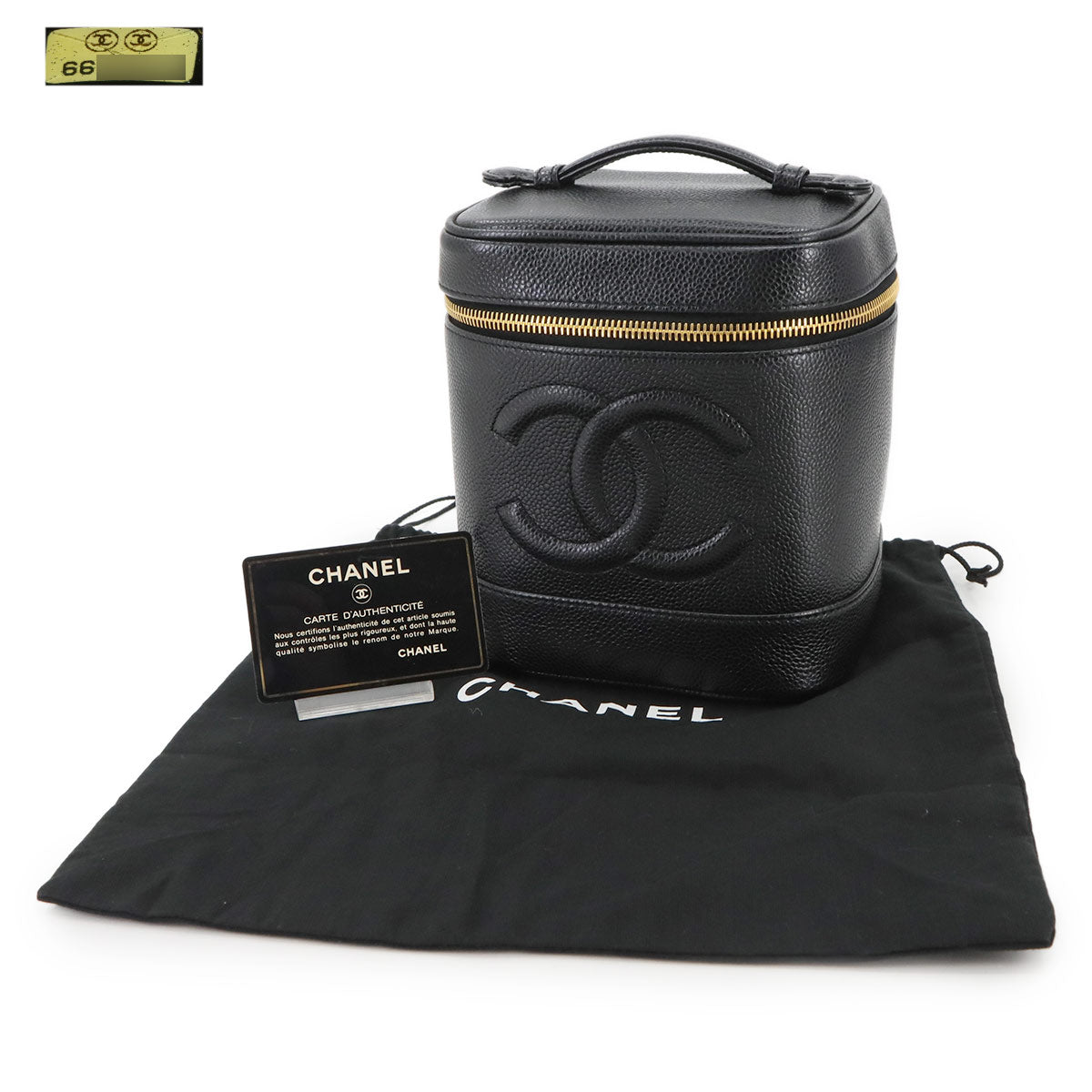 Vanity Hand Bag Leather Black A01998 Coco Logos Purse