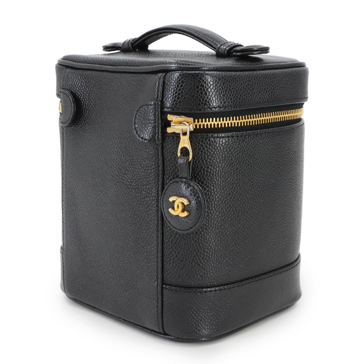 Vanity Hand Bag Leather Black A01998 Coco Logos Purse