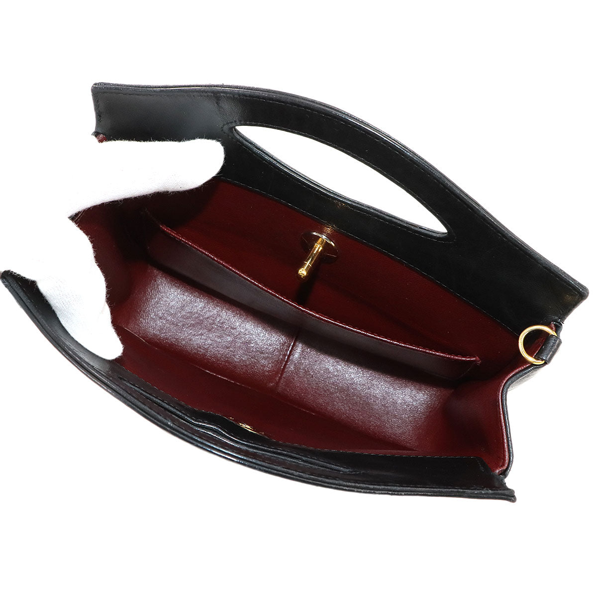 Matelasse 2way Hand Shoulder Bag Leather Black Vintage Purse