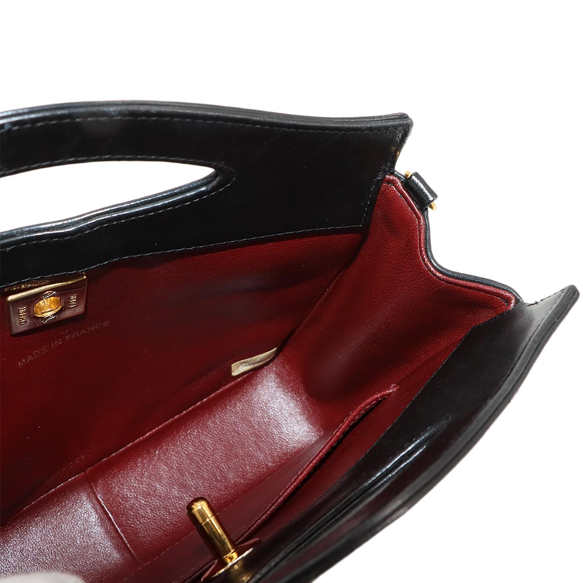 Matelasse 2way Hand Shoulder Bag Leather Black Vintage Purse