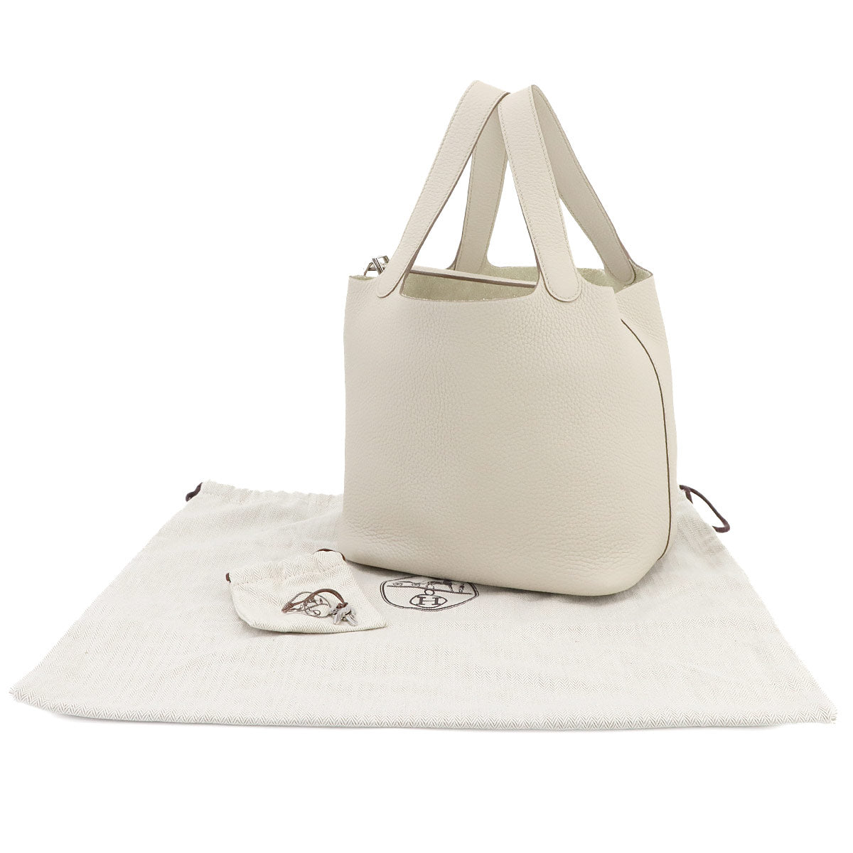 Picotin Lock MM Hand Bag Taurillon Clemence Craie Purse