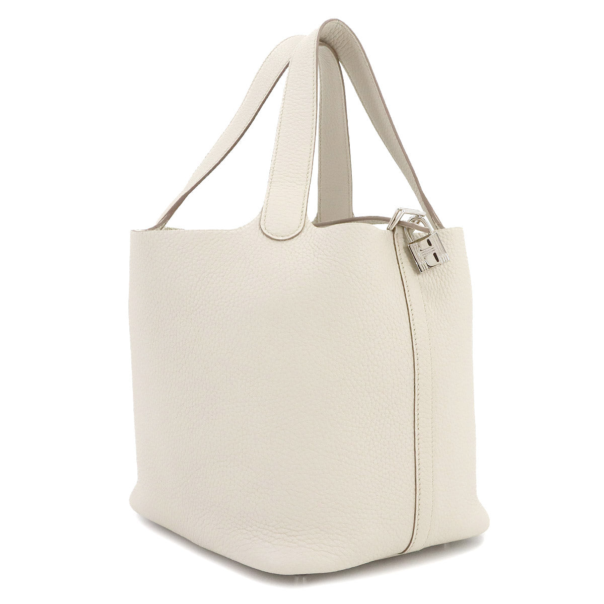 Picotin Lock MM Hand Bag Taurillon Clemence Craie Purse