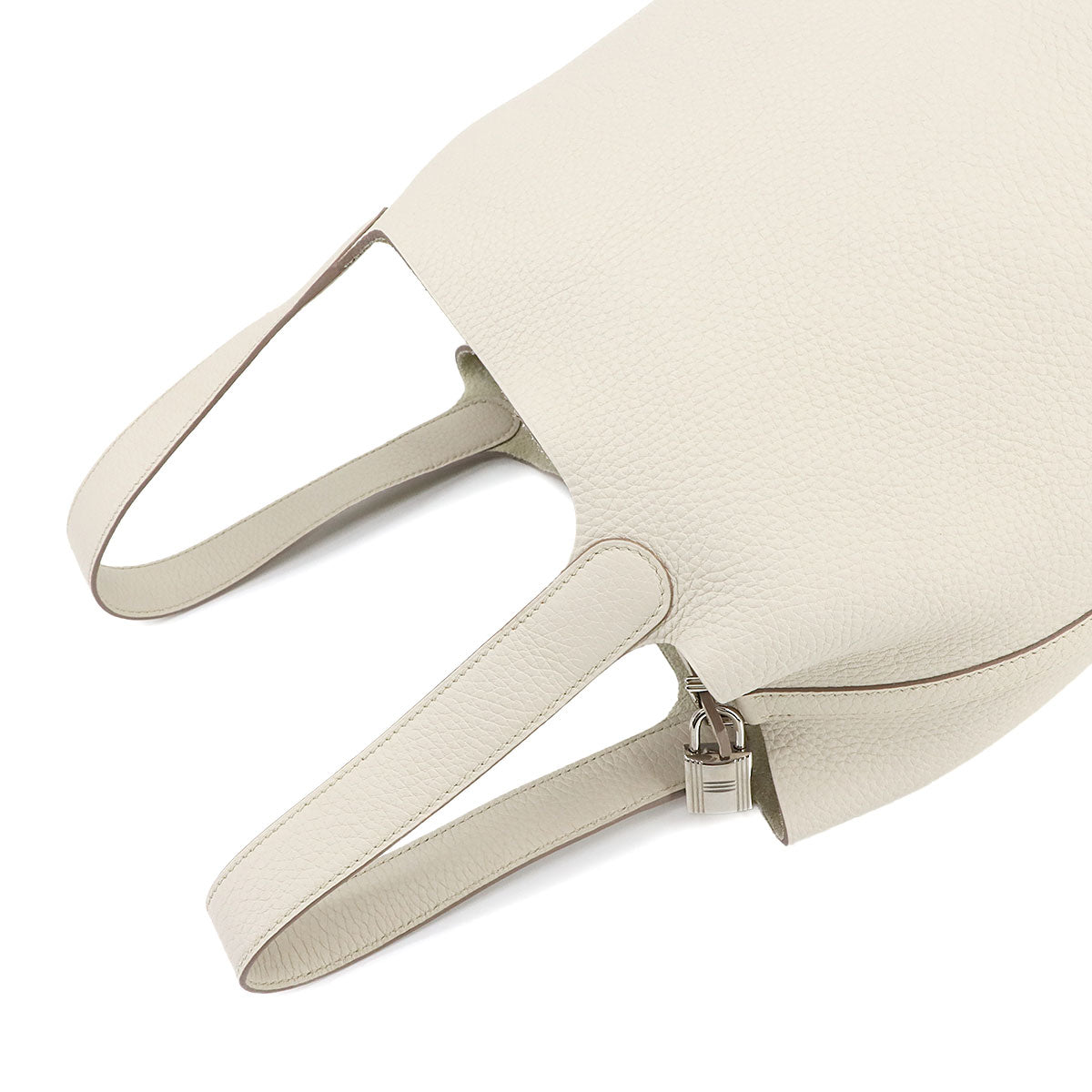 Picotin Lock MM Hand Bag Taurillon Clemence Craie Purse