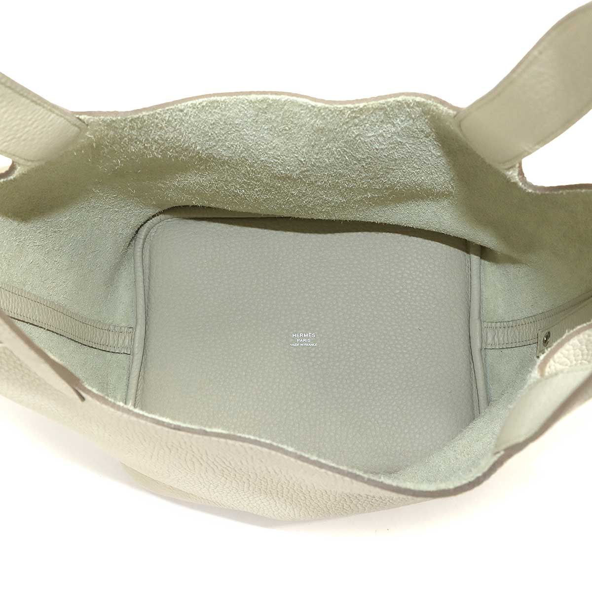 Picotin Lock MM Hand Bag Taurillon Clemence Craie Purse