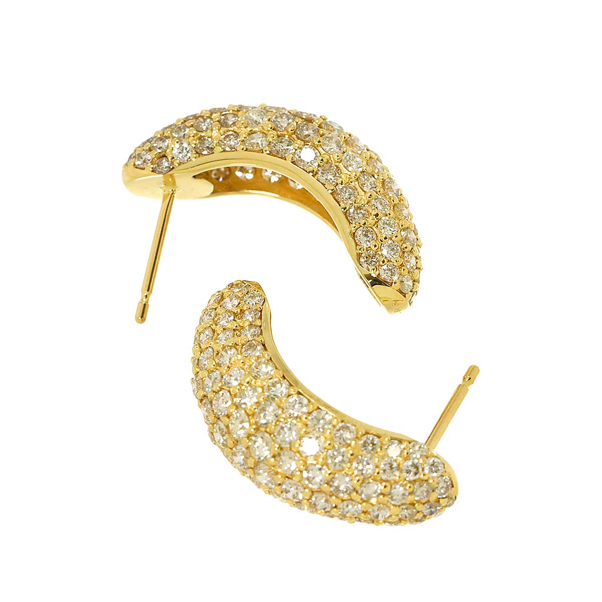 Diamond 2.00ct/2.00ct Earrings Pierced 18K YG Yellow Gold 750