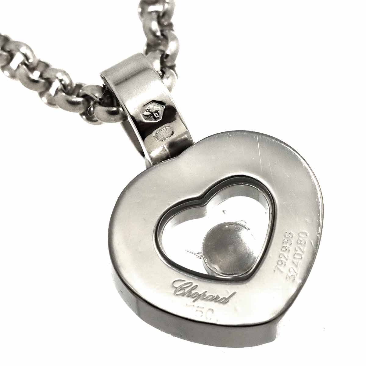 Happy Diamond Heart Necklace 18K White Gold 750