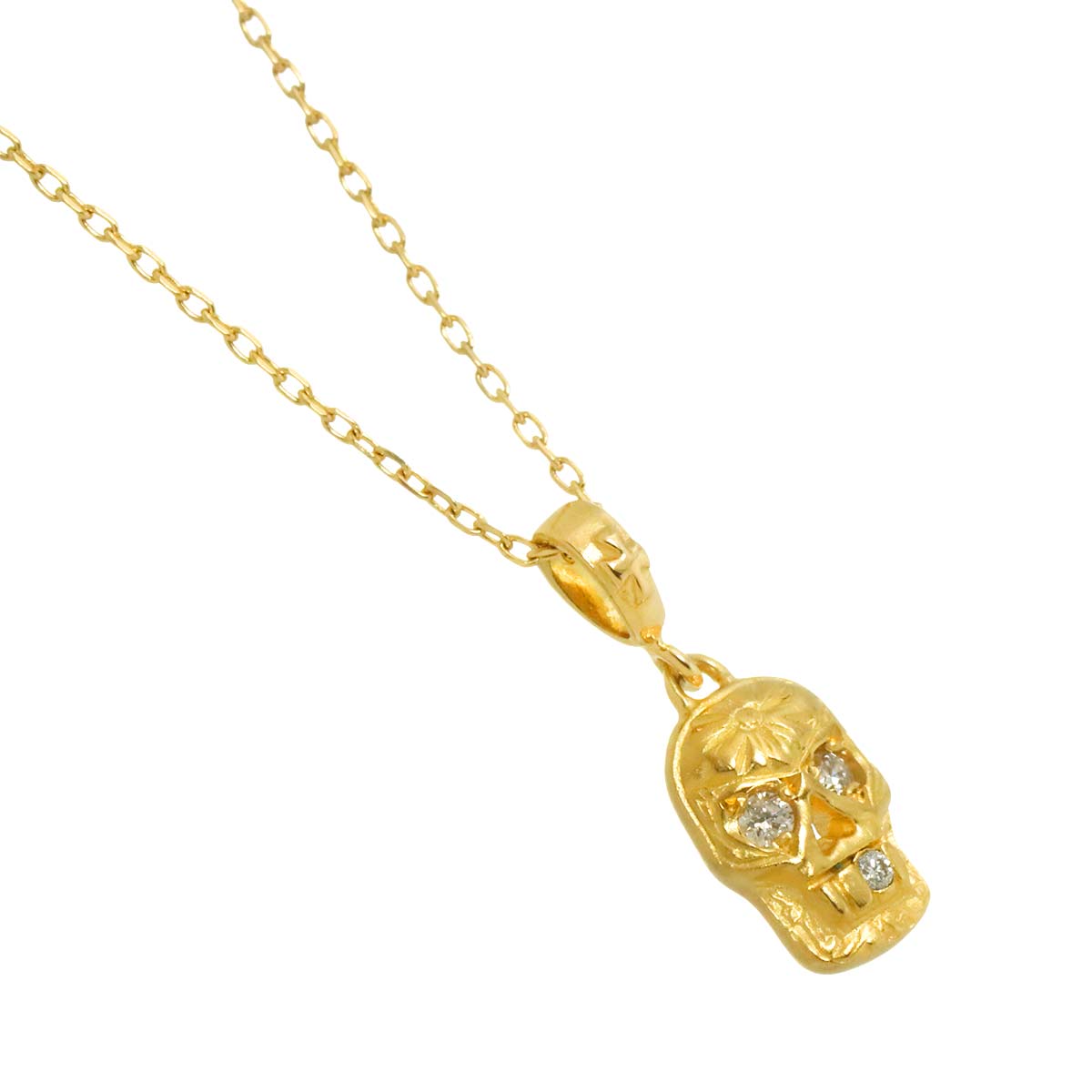 Skull Diamond Necklace 18K Yellow Gold 750