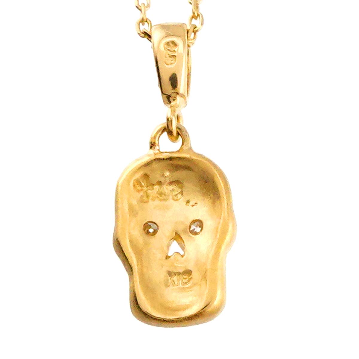 Skull Diamond Necklace 18K Yellow Gold 750