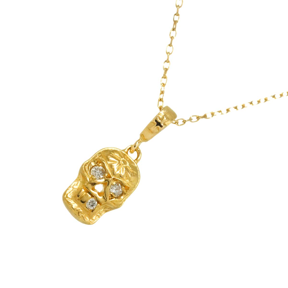Skull Diamond Necklace 18K Yellow Gold 750