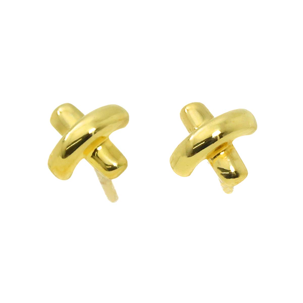 Cross stitch Earrings Pierced 18K Yellow Gold 750
