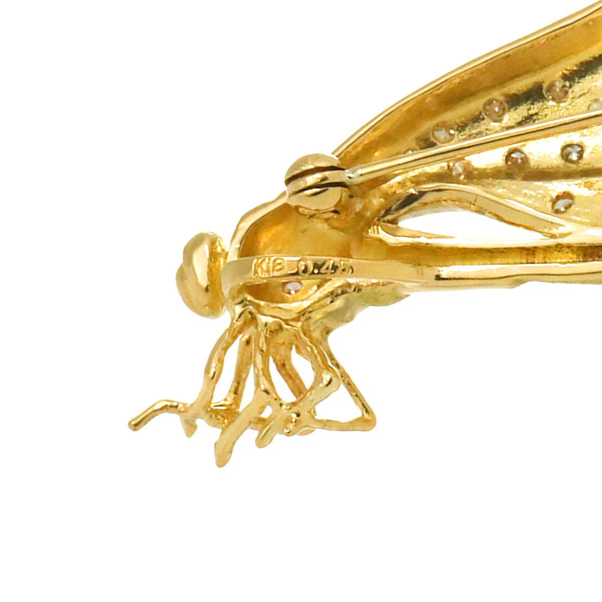 Diamond 0.45ct Brooch 18K YG Yellow Gold 750