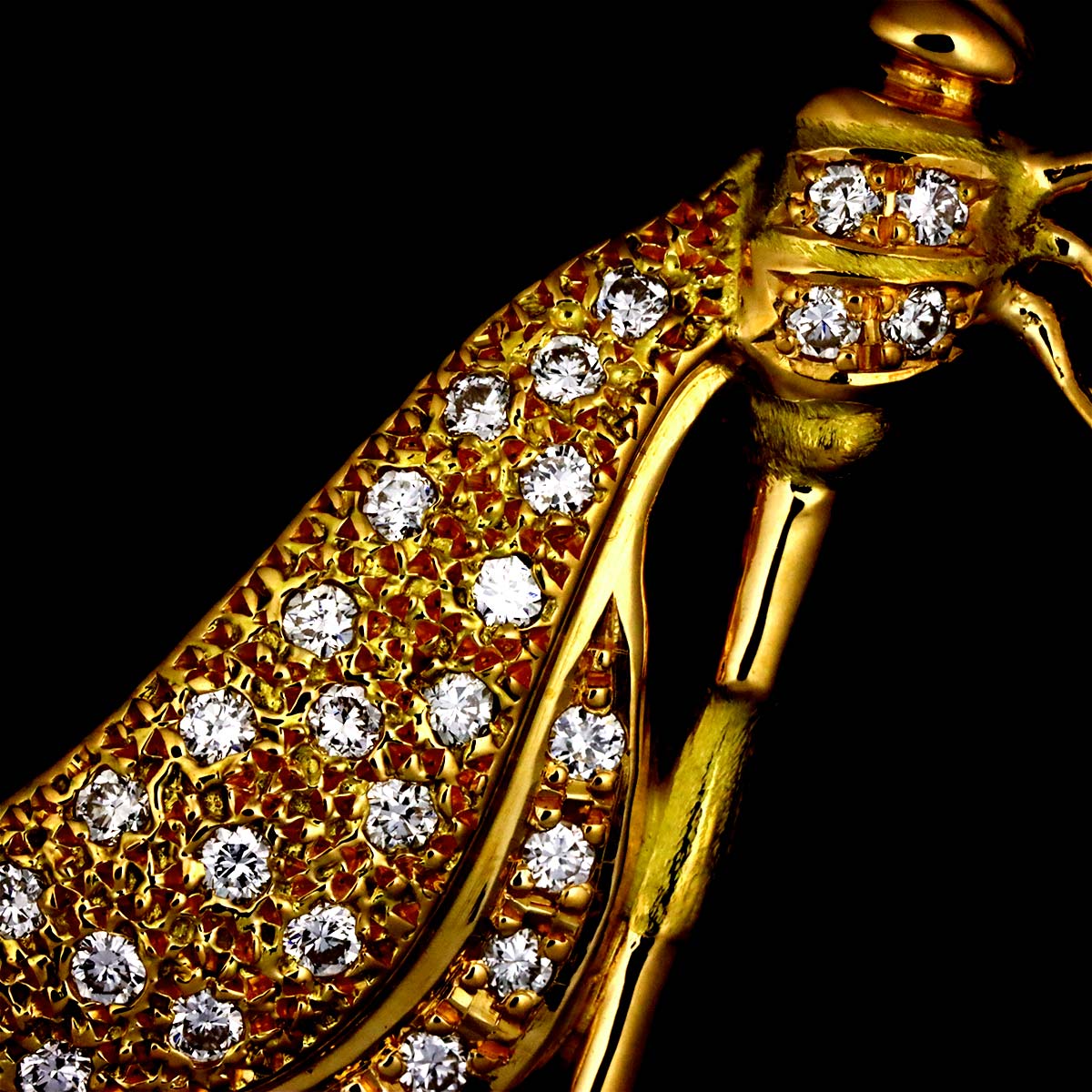 Diamond 0.45ct Brooch 18K YG Yellow Gold 750