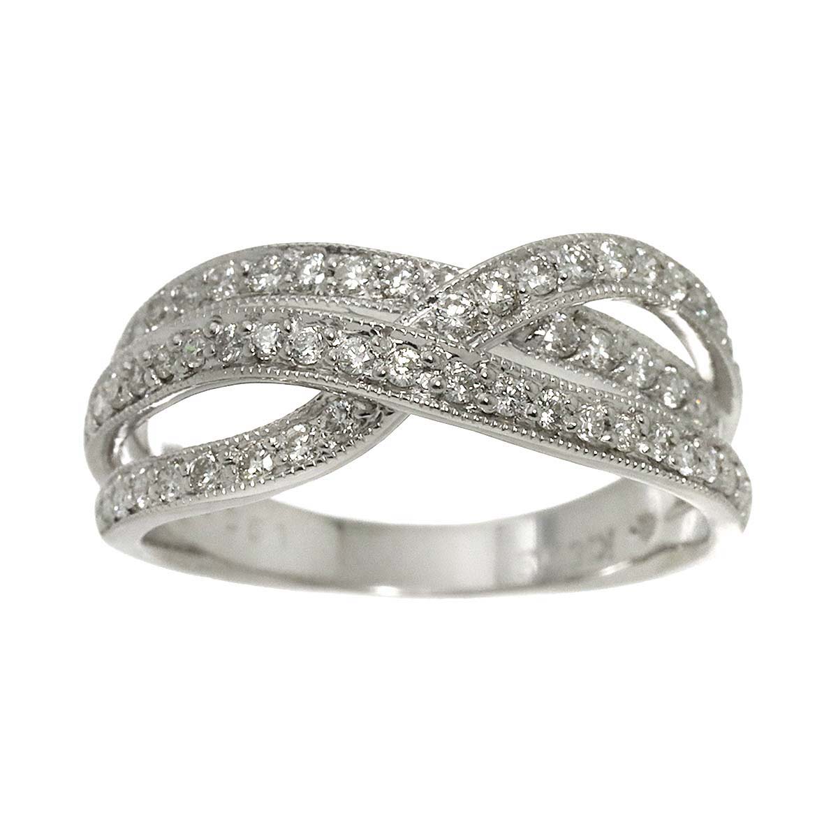 Diamond 0.51ct Ring 18K K18 WG White Gold size6.25-6.5(US)