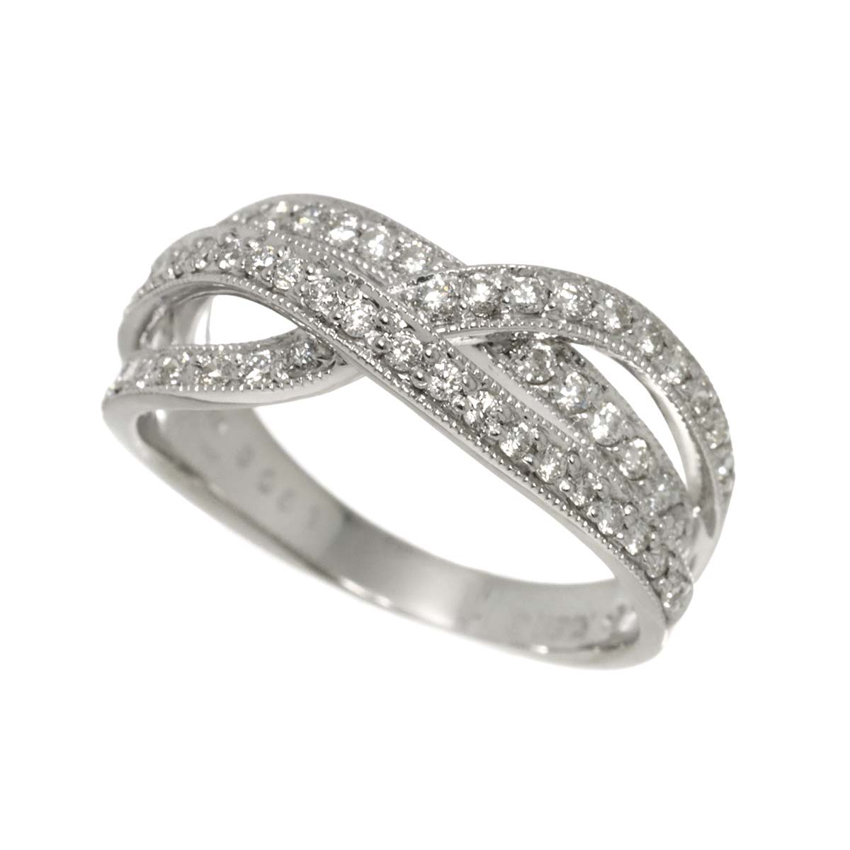 Diamond 0.51ct Ring 18K K18 WG White Gold size6.25-6.5(US)