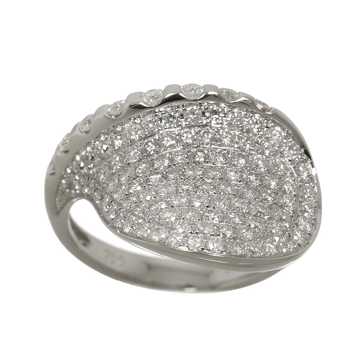 Diamond 1.53ct Ring 18K K18 WG White Gold size6.5-6.75(US)