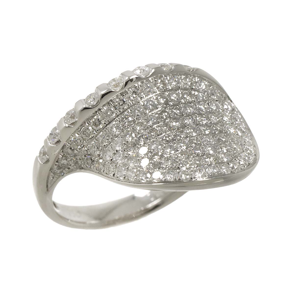 Diamond 1.53ct Ring 18K K18 WG White Gold size6.5-6.75(US)