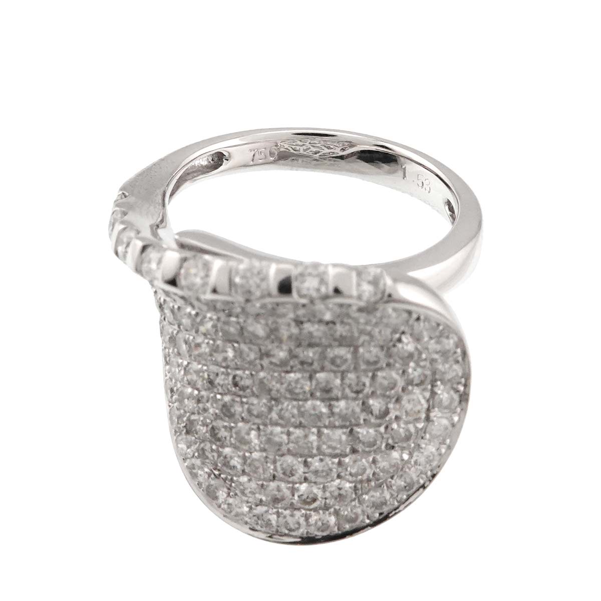 Diamond 1.53ct Ring 18K K18 WG White Gold size6.5-6.75(US)