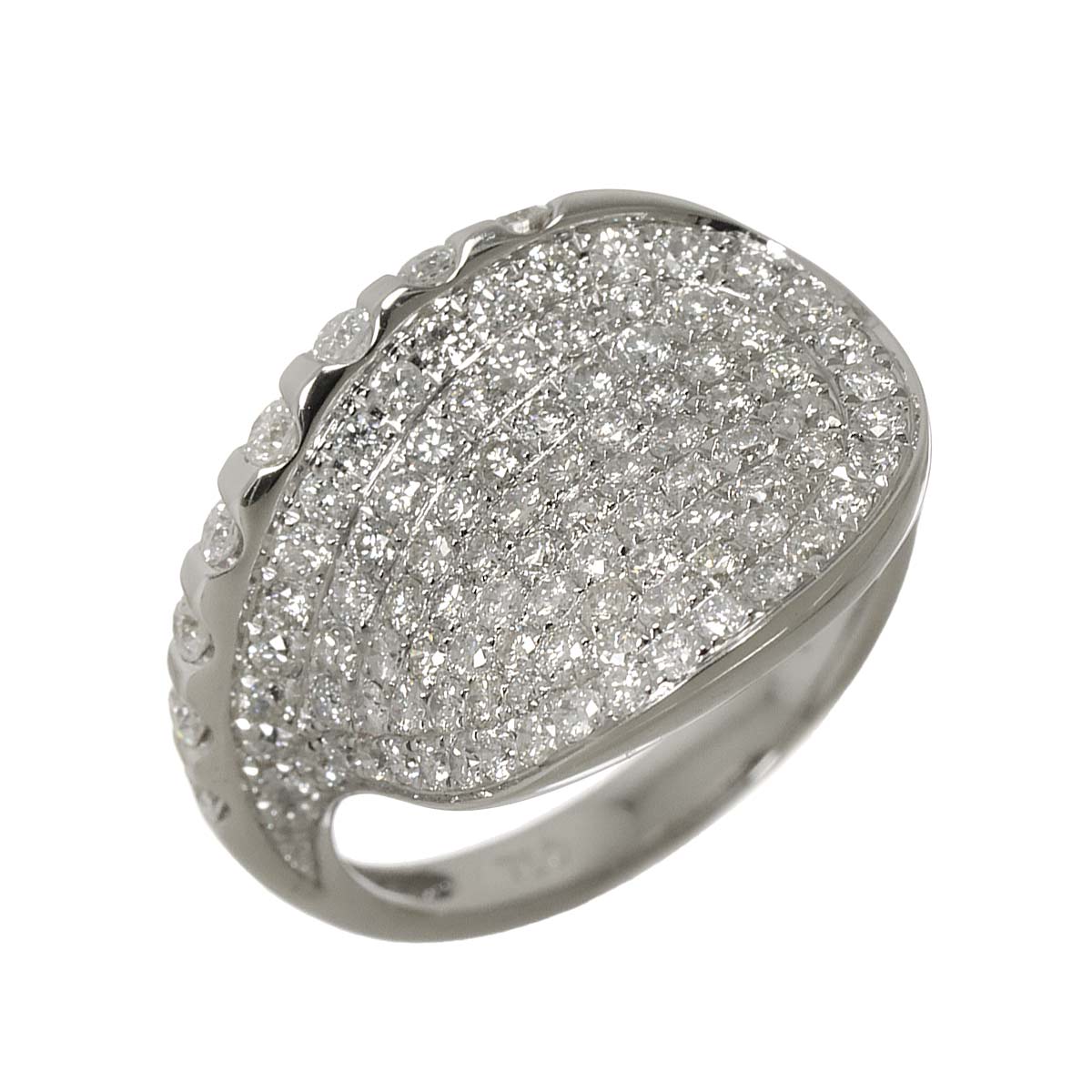 Diamond 1.53ct Ring 18K K18 WG White Gold size6.5-6.75(US)