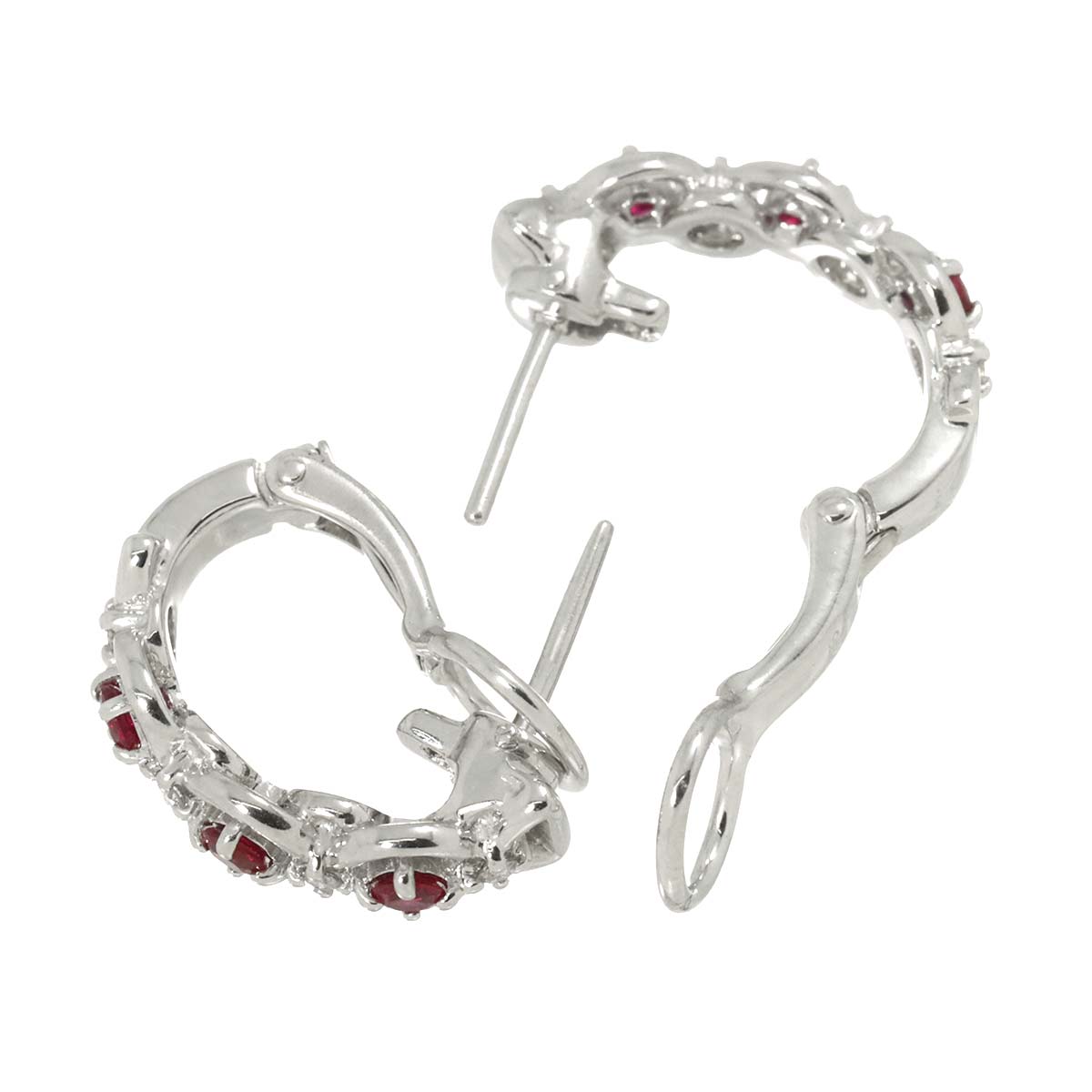 Ruby Diamond 0.04ct/0.04ct Earrings Clip-on 18K K18 WG 750