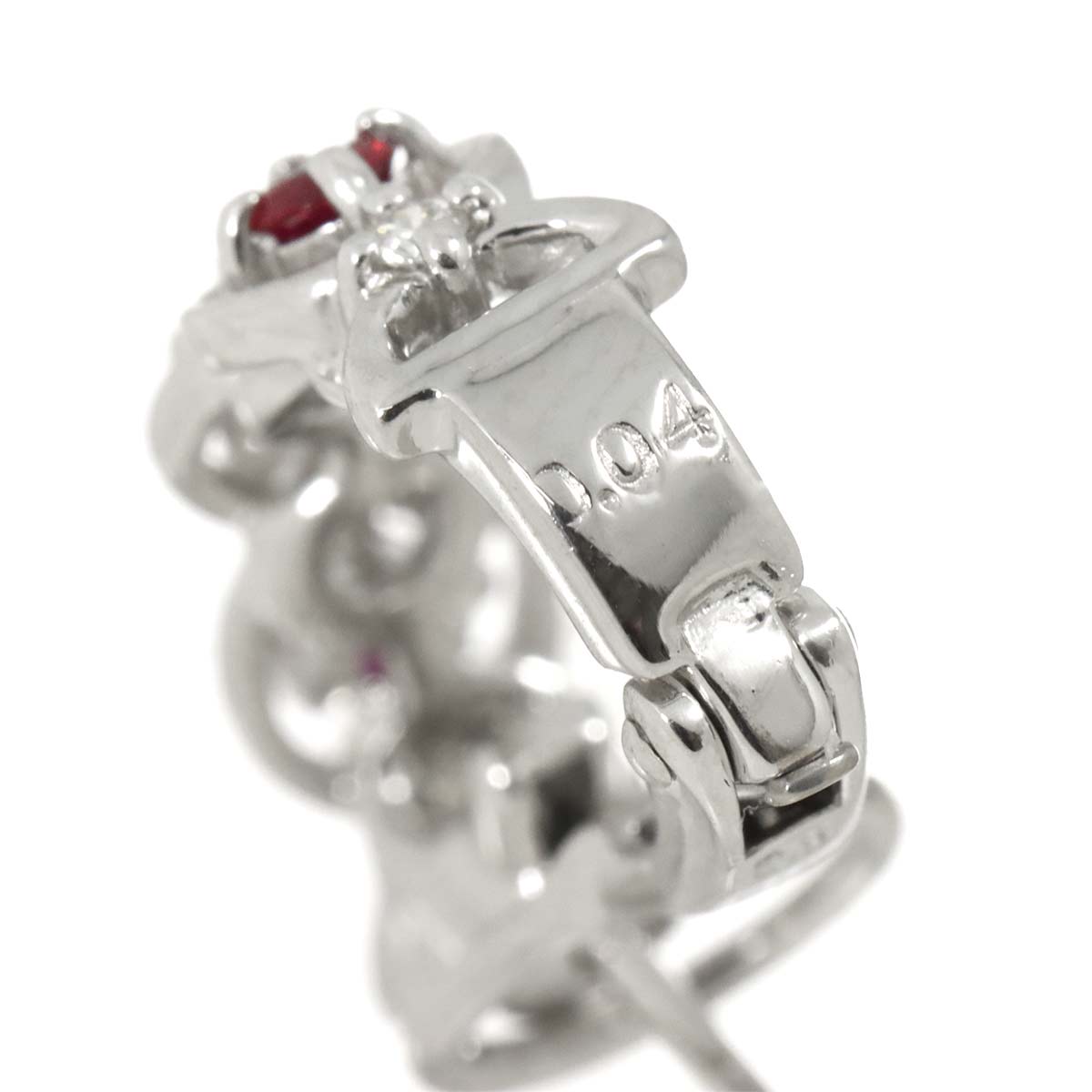 Ruby Diamond 0.04ct/0.04ct Earrings Clip-on 18K K18 WG 750