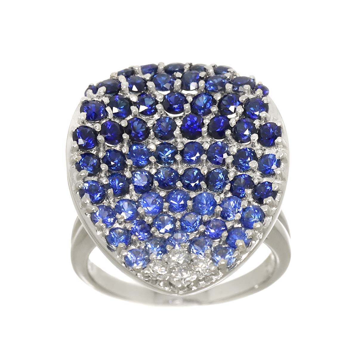 Sapphire 3.53ct Diamond 0.16ct Ring 18K K18 WG size5.5-5.75(US)