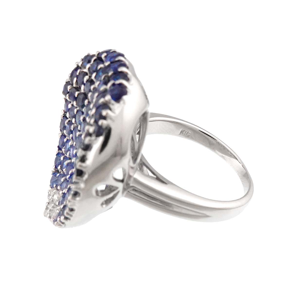 Sapphire 3.53ct Diamond 0.16ct Ring 18K K18 WG size5.5-5.75(US)