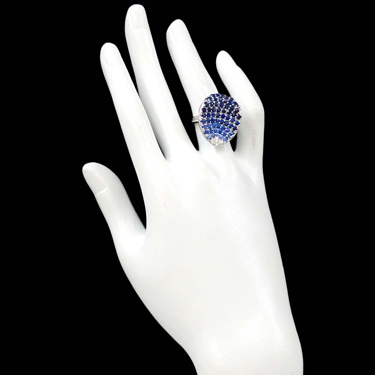 Sapphire 3.53ct Diamond 0.16ct Ring 18K K18 WG size5.5-5.75(US)