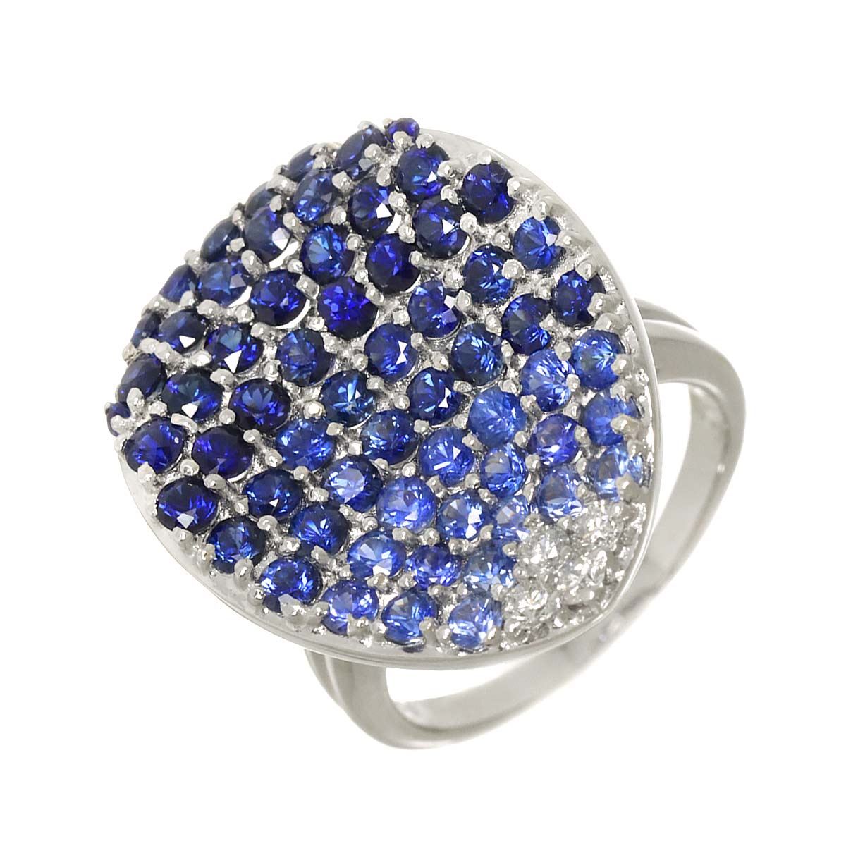 Sapphire 3.53ct Diamond 0.16ct Ring 18K K18 WG size5.5-5.75(US)