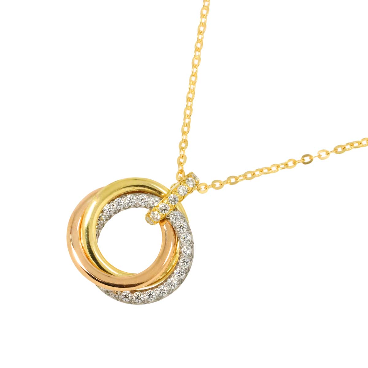Trinity SM Diamond Necklace 18K YG WG PG 750