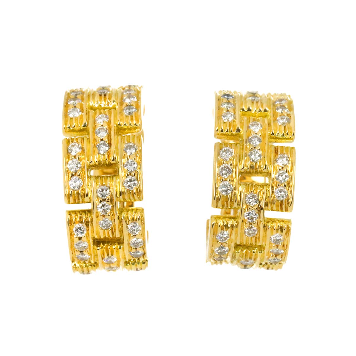 Maillon Panthere Diamond Earrings Clip on 18K YG 750