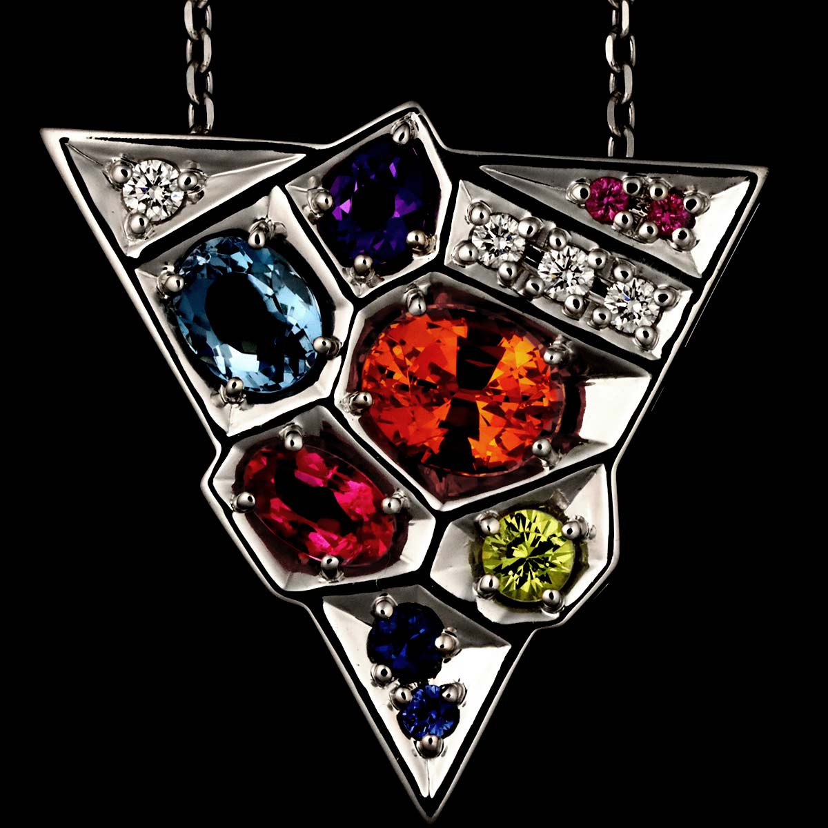 Diamond 0.06ct Multi Stone Necklace 18K WG White Gold 750