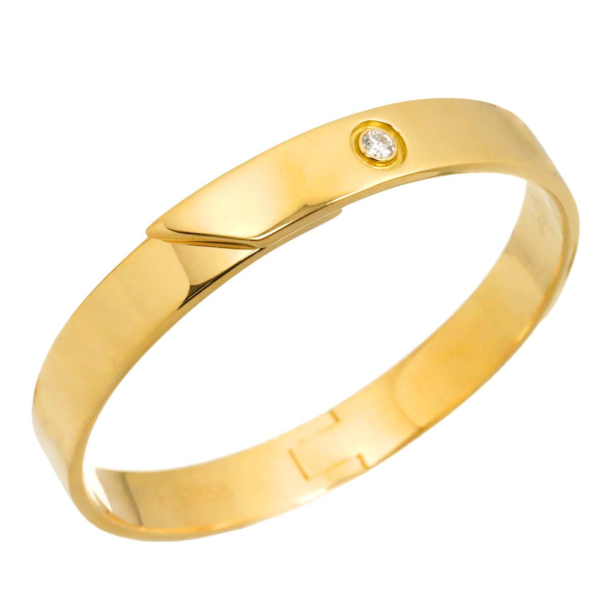 Anniversary Bracelet Diamond 1P Bangle 18K YG 750 Size16