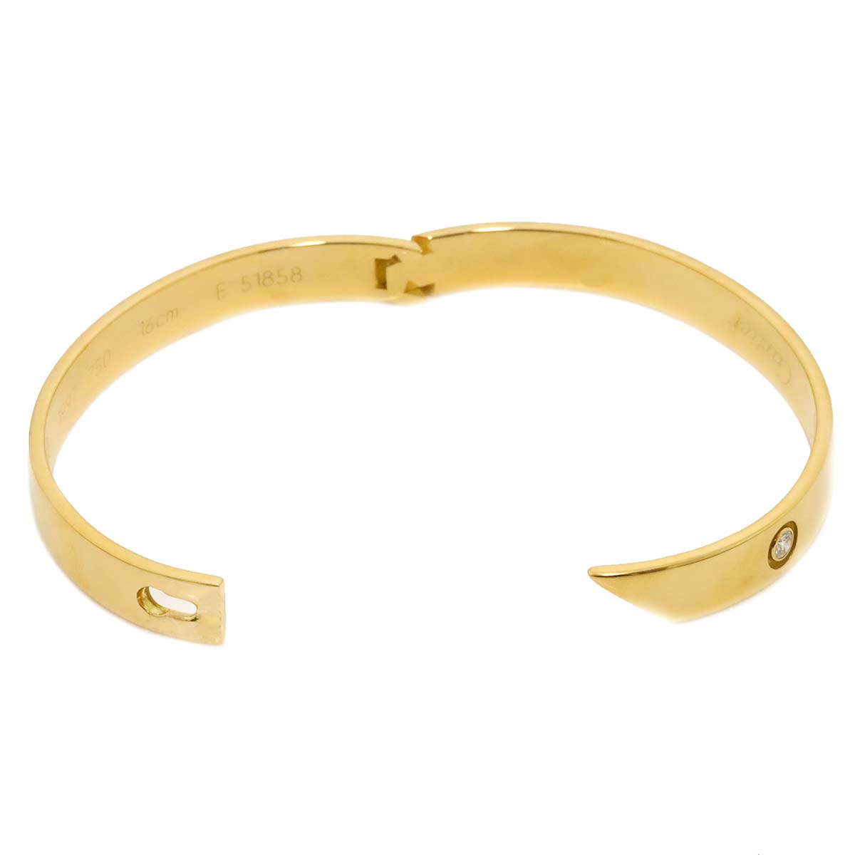 Anniversary Bracelet Diamond 1P Bangle 18K YG 750 Size16