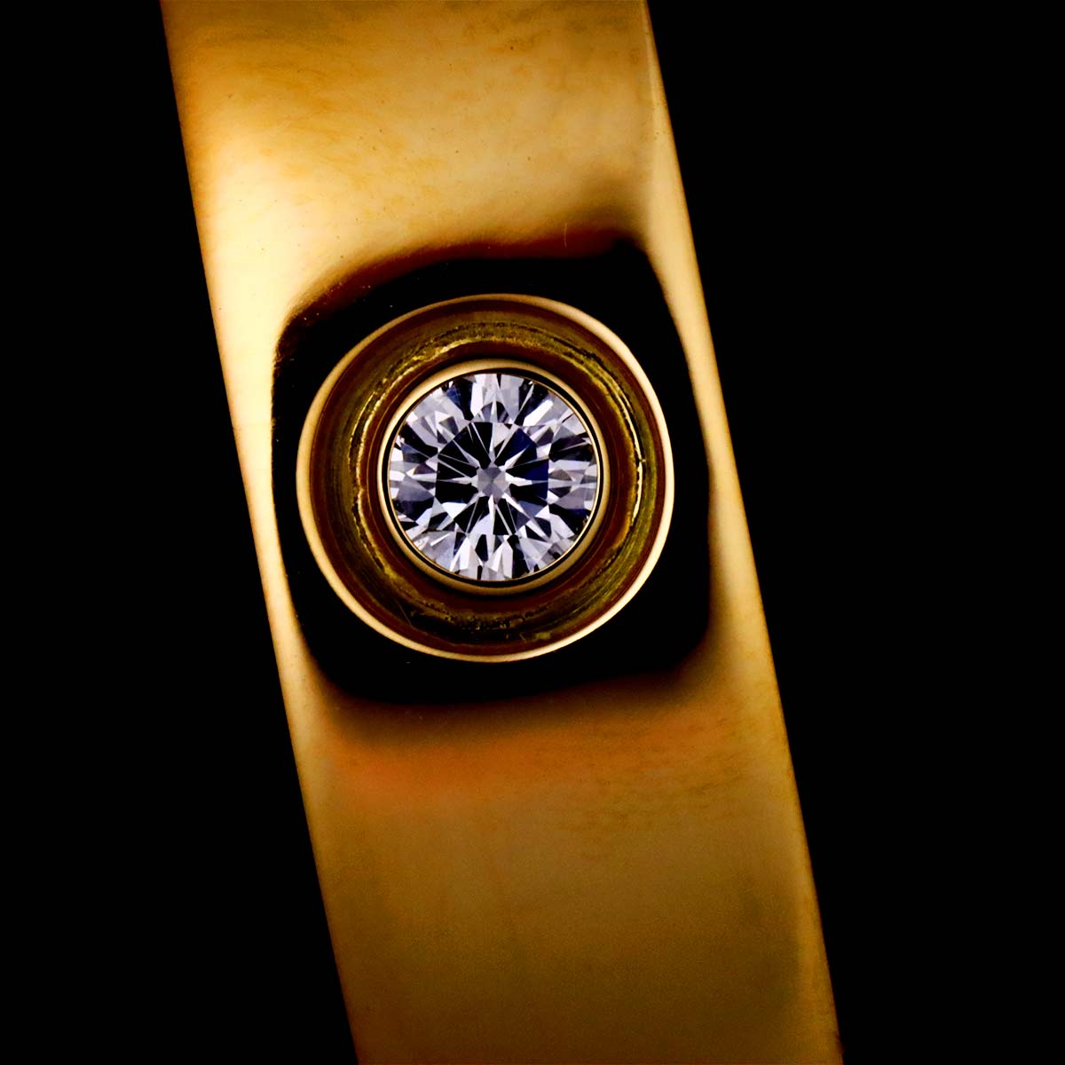 Anniversary Bracelet Diamond 1P Bangle 18K YG 750 Size16