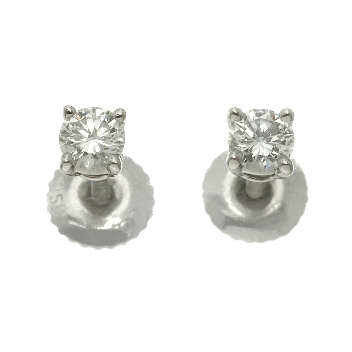 Solitaire Diamond Earrings Pierced Pt