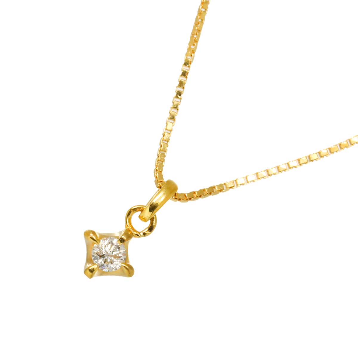 Diamond 0.05ct Necklace 18K YG Yellow Gold 750